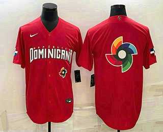 Men%27s Dominican Republic Baseball 2023 Red World Big Logo With Patch Classic Stitched Jersey->2023 world baseball classic->MLB Jersey